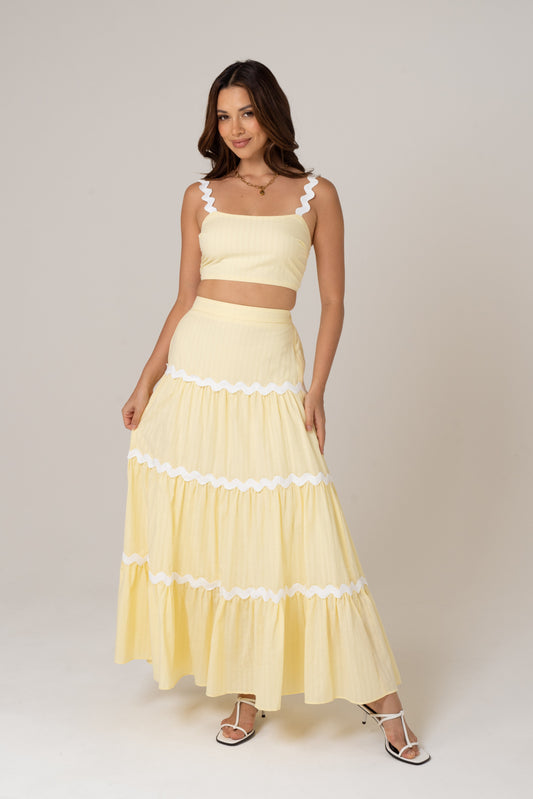 Lottie Two Piece Set with Scallop Detailing - Top & Skirt Set