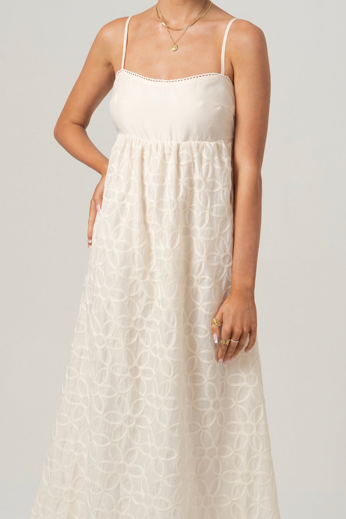 Arabella Cream Maxi Tie Back Dress