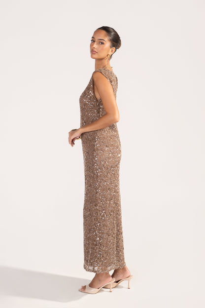 Athena Sequin Mesh Maxi Dress