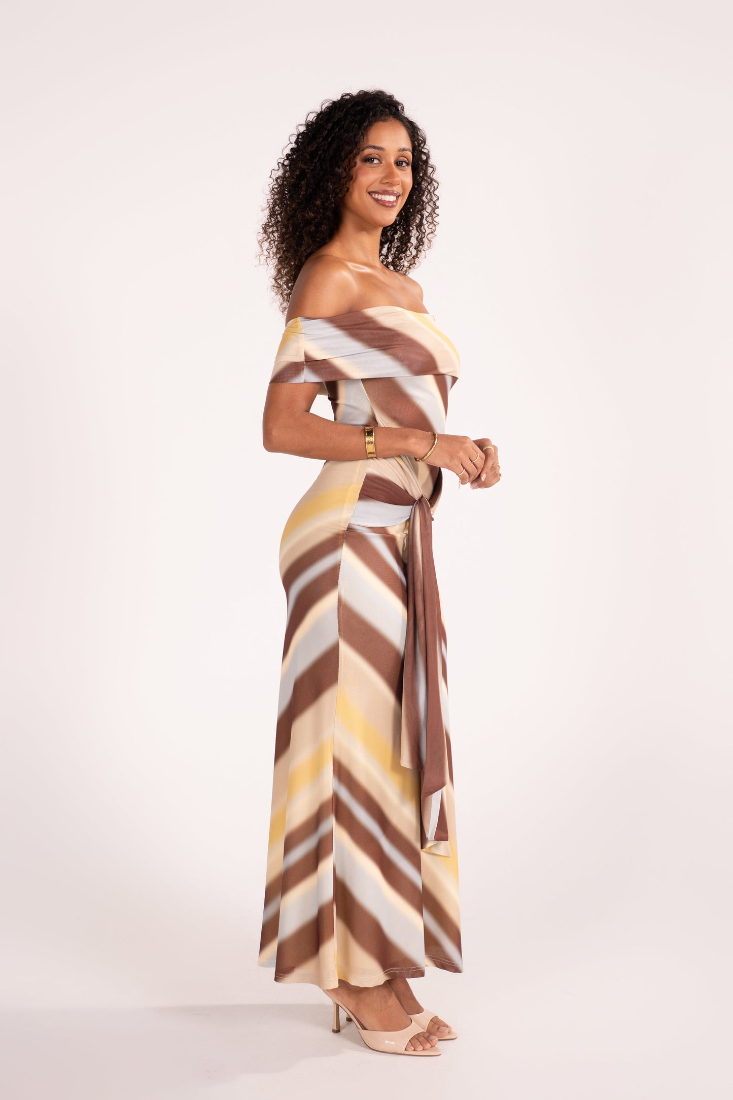 Bronwyn Off-Shoulder Maxi Dress with Drape Waist