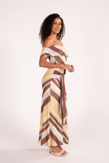 Bronwyn Off-Shoulder Maxi Dress with Drape Waist