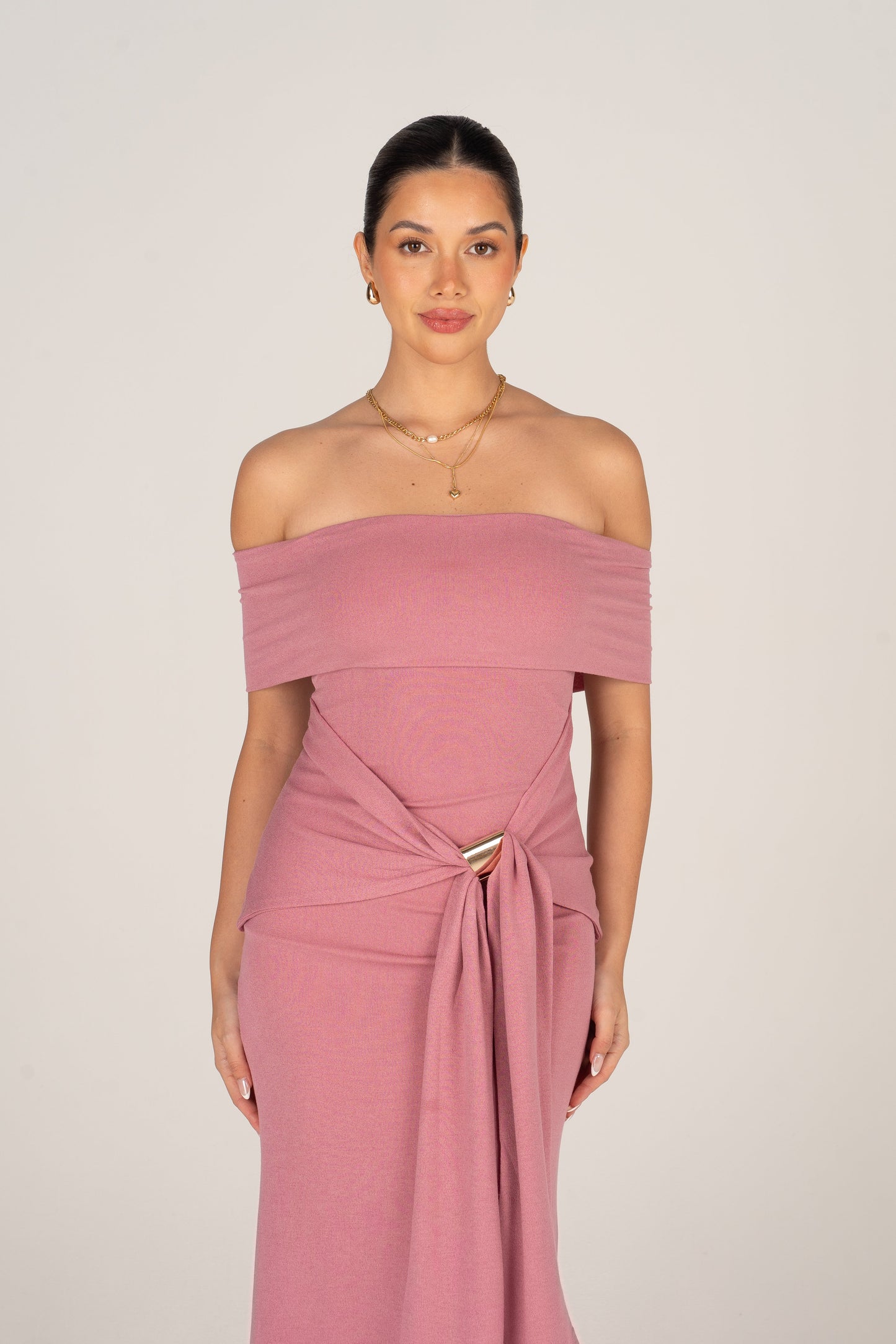 Bronwyn Off-Shoulder Maxi Dress with Drape Waist