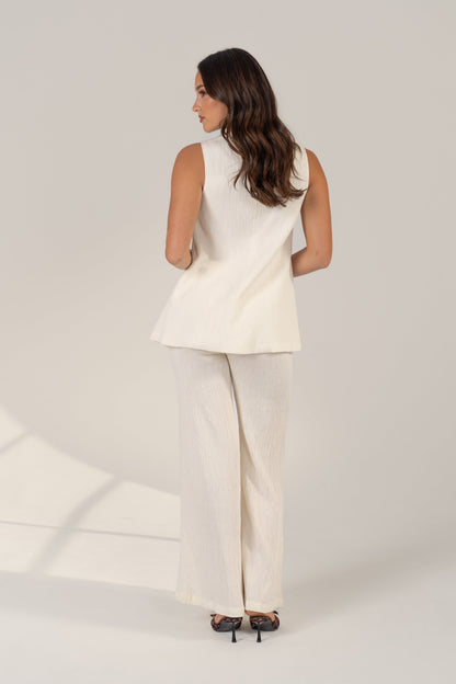 Carina Set - Matching White Vest Top & Wide-Leg Pants
