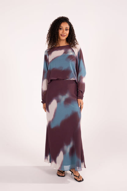 Cassia Long Batwing Sleeve Maxi Dress