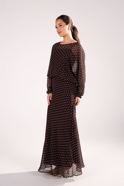 Cassia Long Batwing Sleeve Maxi Dress