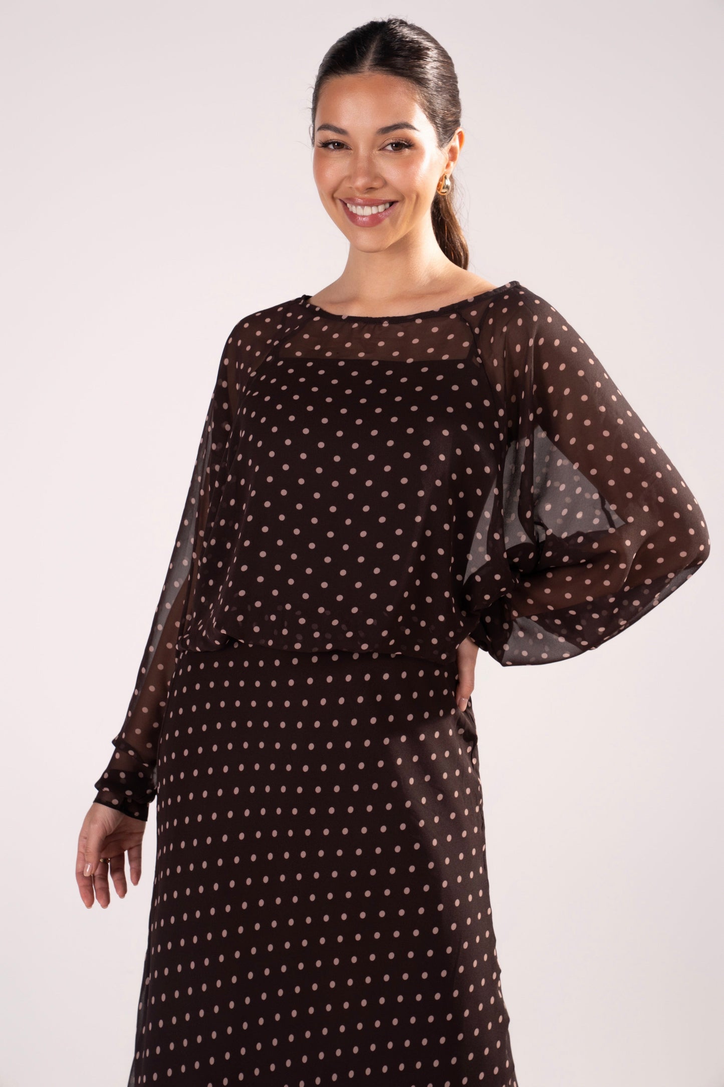 Cassia Long Batwing Sleeve Maxi Dress