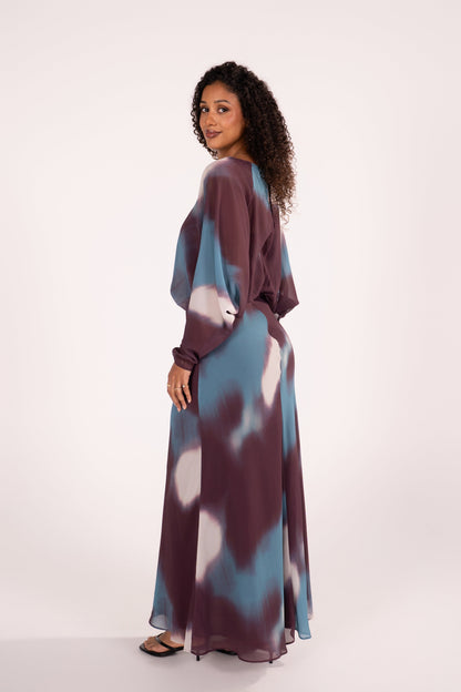 Cassia Long Batwing Sleeve Maxi Dress
