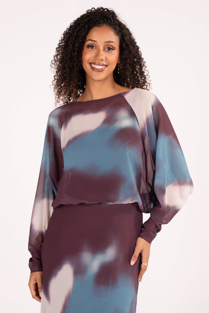 Cassia Long Batwing Sleeve Maxi Dress