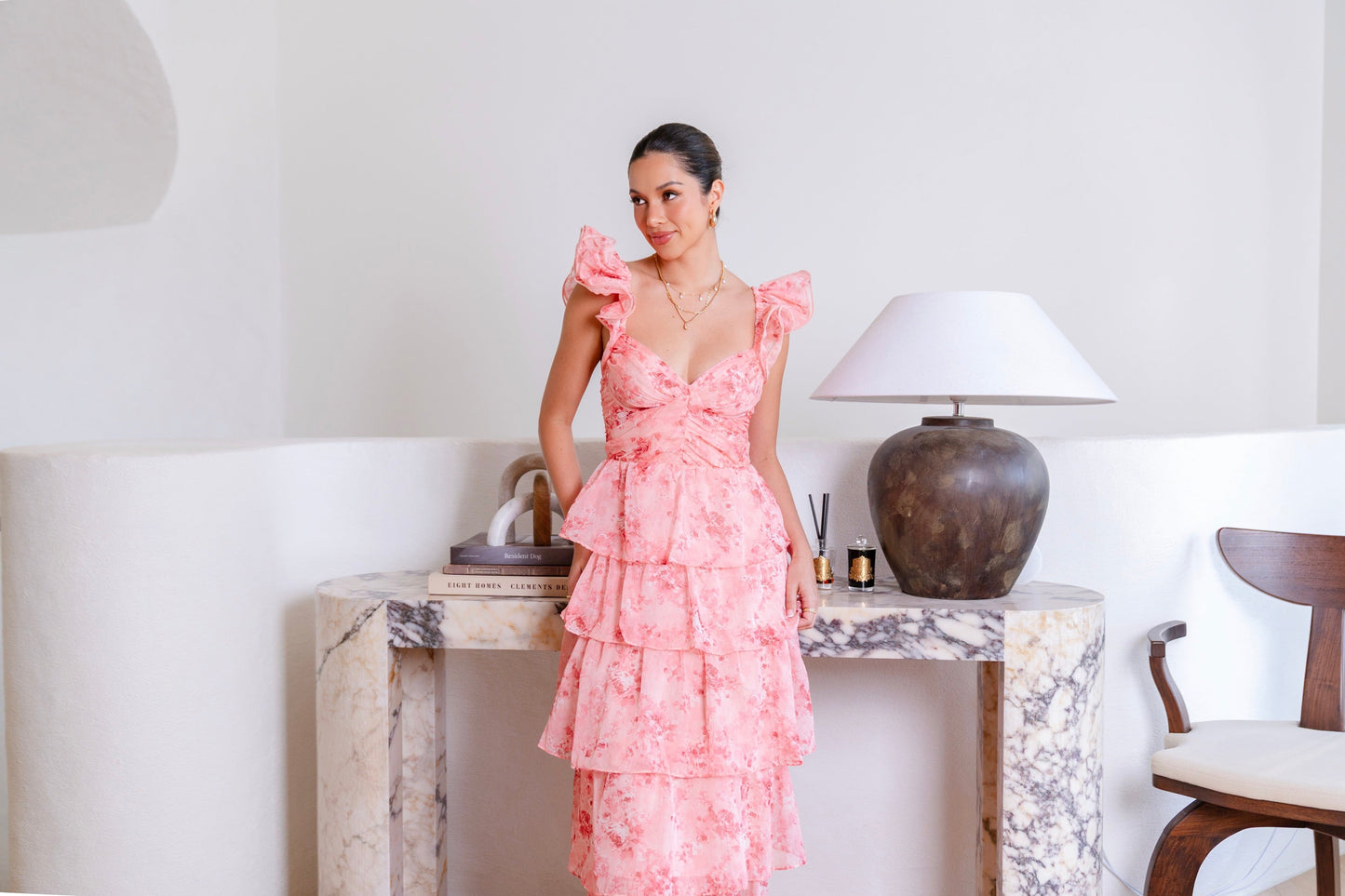 Caterina Ruffle Trim Tiered Maxi Dress