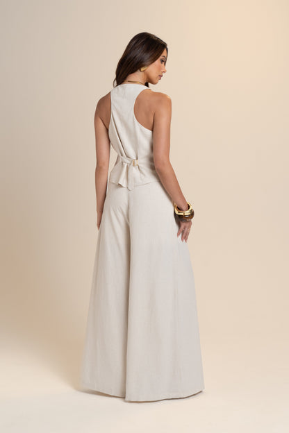 Katie Beige Two Piece Set - Vest Top & Pants