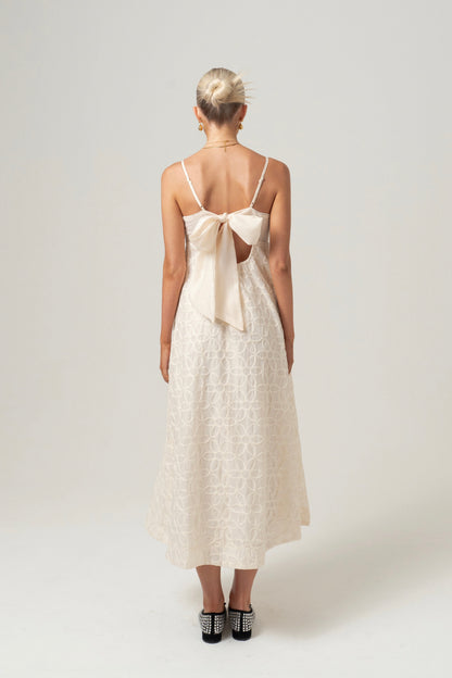 Arabella Cream Maxi Tie Back Dress