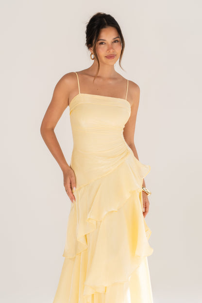 Johanna Shimmering Ruffle Maxi Dress
