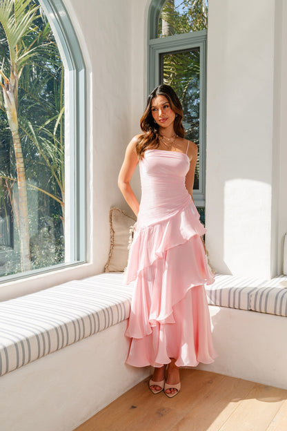 Johanna Shimmering Ruffle Maxi Dress