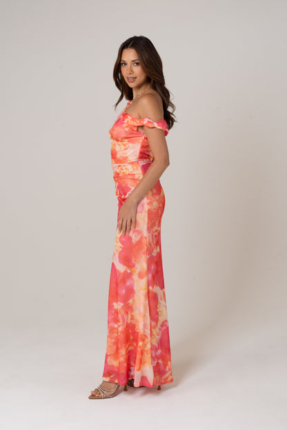 Lani Drop Shoulder Pink Maxi Dress