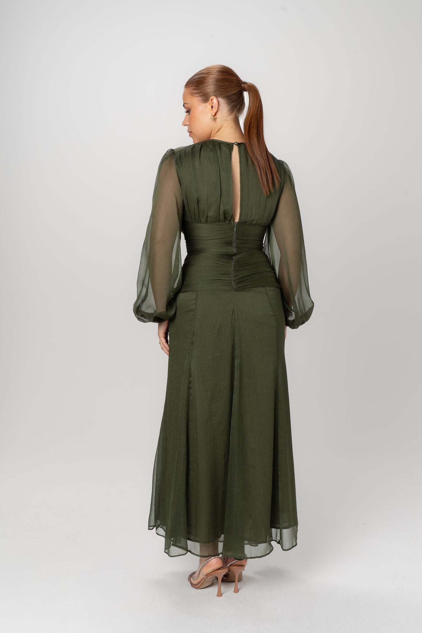 Lunara Long Sheer Sleeve Maxi Dress